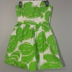 Lilly Pulitzer women’s Lottie strapless mini dress white green gold size 4